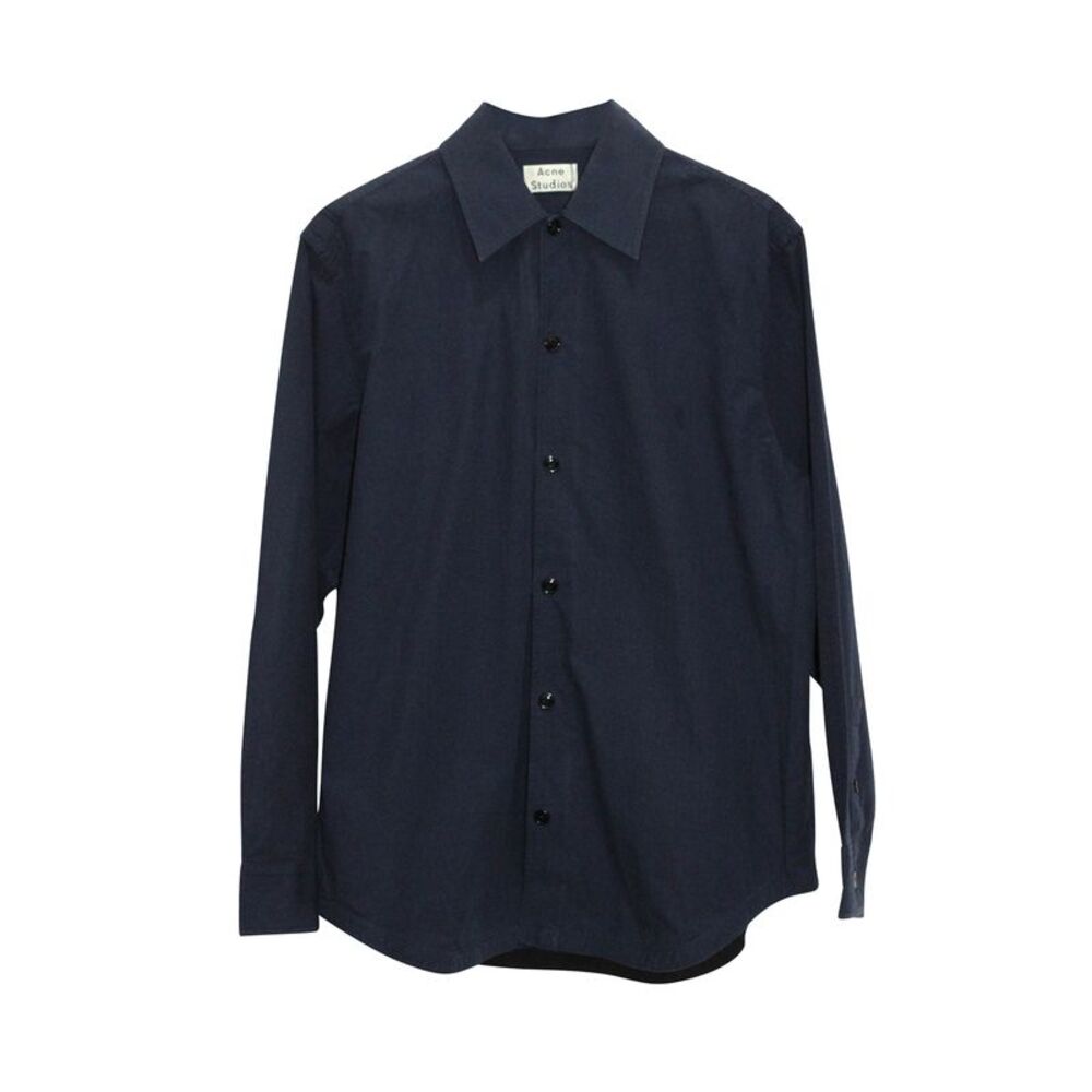 Acne Studios Button Down Shirt in Navy Blue Cotton